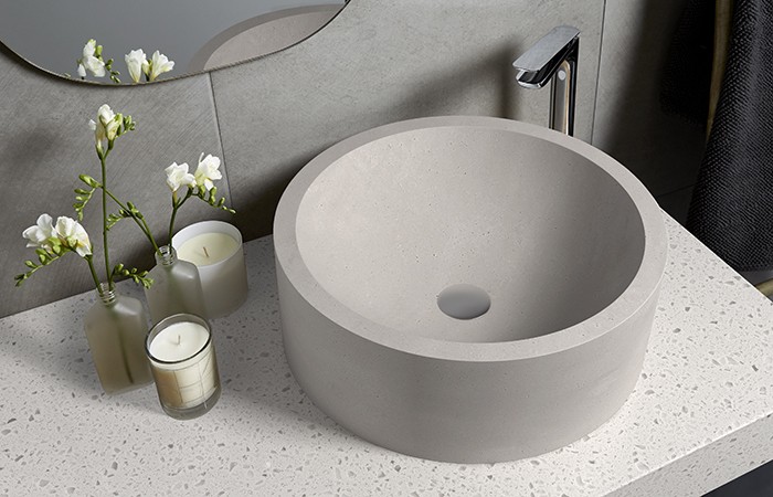 Design Insider Primo Specialist Top Mount Edinburgh Basin in Corian® Neutral Concrete